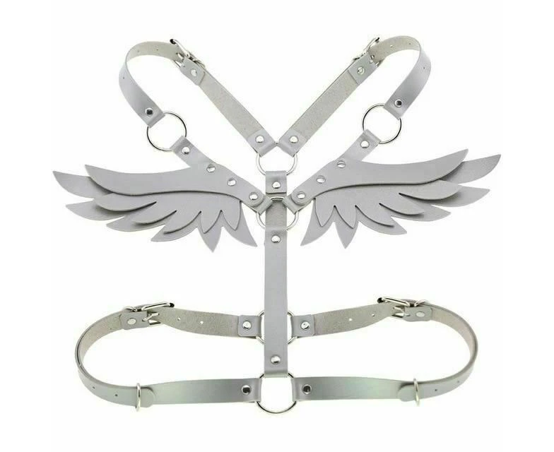 Angel Wings Body Harness 16 Colours Bondage Fetish Clothing Bdsm - Grey