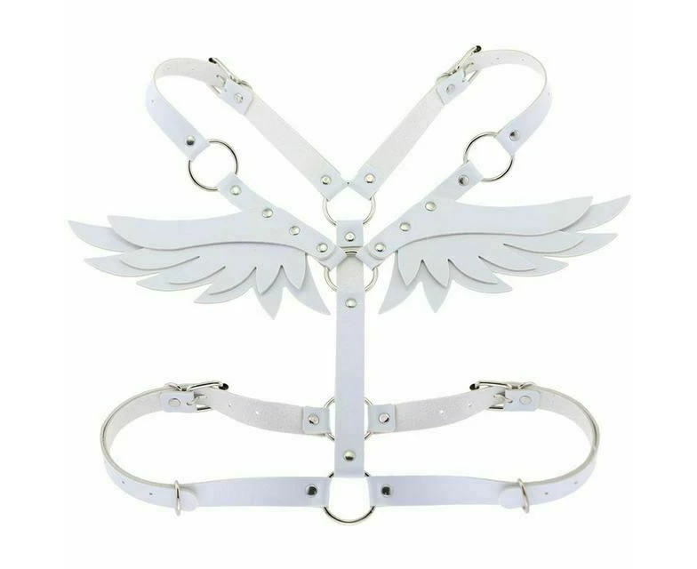 Angel Wings Body Harness 16 Colours Bondage Fetish Clothing Bdsm - White