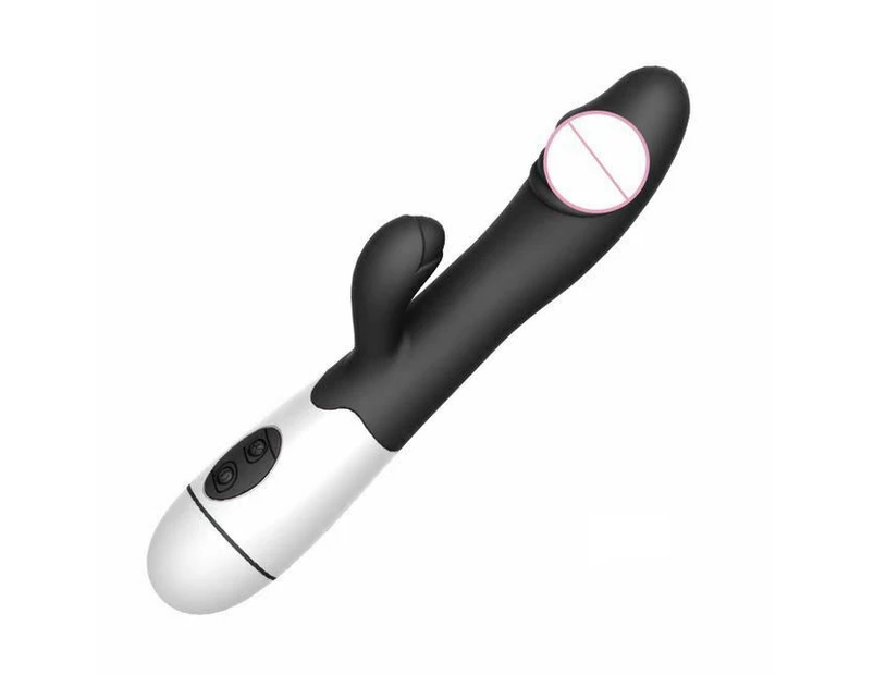 30 Speed Rechargeable Rabbit Vibrator Clit G Spot Women Sex Toy - Black
