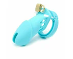 Soft Silicone Male Locking Chastity Device Penis Cage Cock Rings - Blue