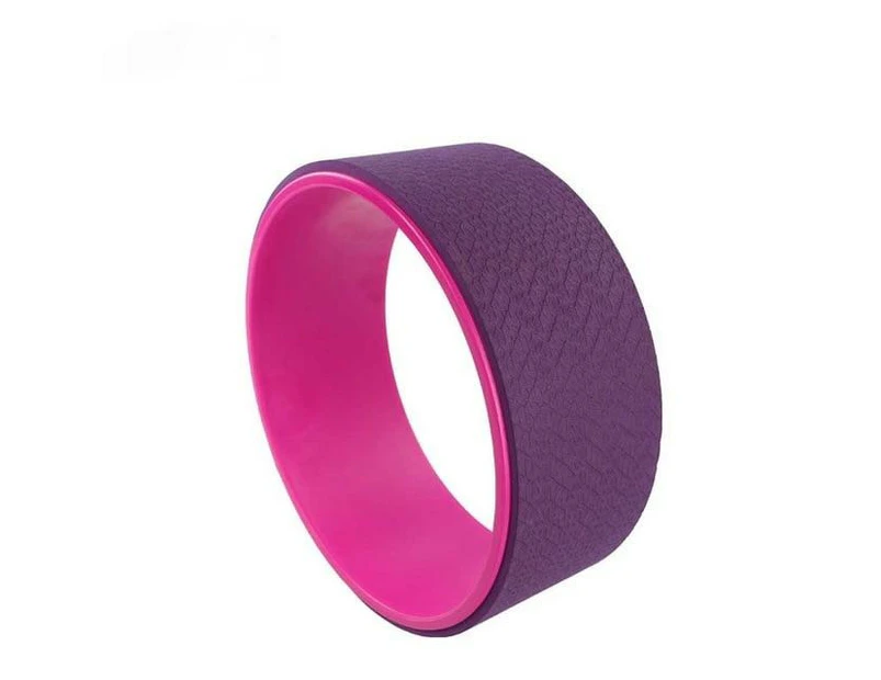 Yoga Wheel Pilates Circle Tpe Fitness Roller Back Stretching Tool - Dark Purple With Hot Pink Inside