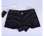 Pocket Yoga Shorts Women Gym Wear Spandex Pants Fitness Home Exercise - 04 Whole Black