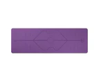 Non Slip Yoga Mat With Position Lines Beginner Home Fitness Exercise Workout - Light Purple