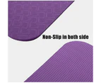 Non Slip Yoga Mat With Position Lines Beginner Home Fitness Exercise Workout - Light Purple