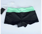 Pocket Yoga Shorts Women Gym Wear Spandex Pants Fitness Home Exercise - Green And Black