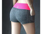 Pocket Yoga Shorts Women Gym Wear Spandex Pants Fitness Home Exercise - Orange And Grey