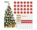 Christmas Tree Decorations 120Pcs Flowers Artificial - Gold