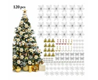 Christmas Tree Decorations 120Pcs Flowers Artificial - Gold