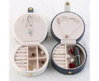 Travel Jewelry Case Portable Pu Leather Jewellery Storage Holder - Navy
