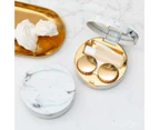 Marble Design Contact Lens Storage Case With Mirror - Gold