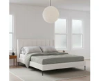 Upholstered Bed Frame with Winged Vertical Lined Bed Head  in King, Queen and Double Size (Ivory White Boucle Fabric)