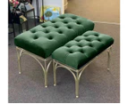 Handmade tufted velvet benches l2 with gold metal legs - emerald green