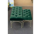 Handmade tufted velvet benches l2 with gold metal legs - emerald green