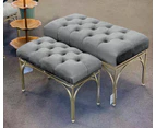 Handmade tufted velvet ottomans/rec benches l2 with gold legs - charcoal grey