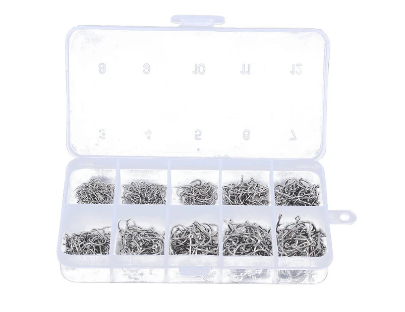 Fulllucky 500Pcs 10 Sizes Assorted Sharpened Fish Hooks Lures Baits and Fishing Tackle Box