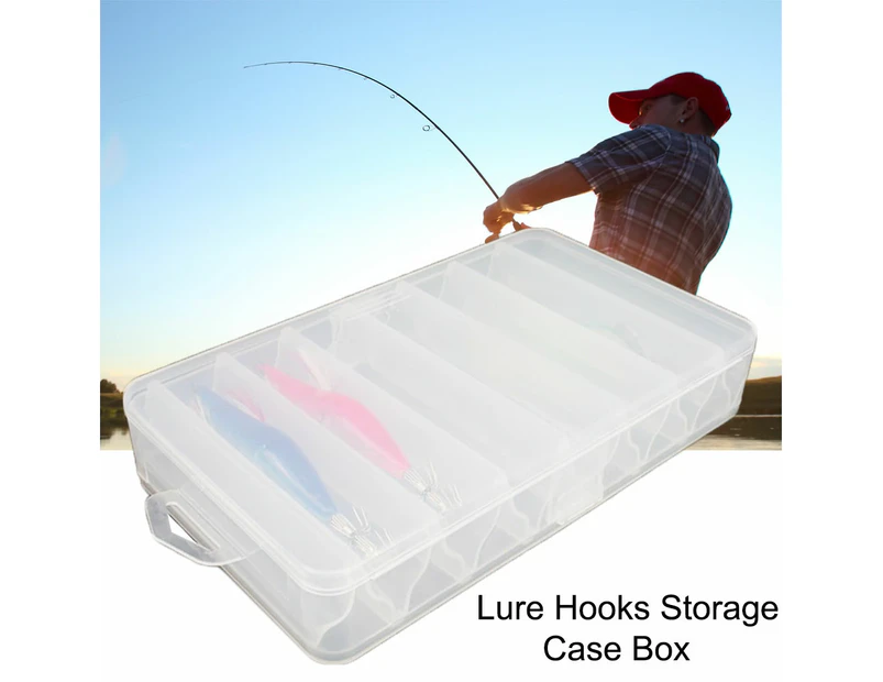 Fulllucky Double Side 7 Grids Fishing Tackle Tool Bait Lure Hooks Storage Case Plastic Box-White Translucent
