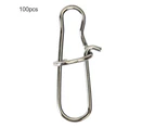 Fulllucky 100Pcs Stainless Steel Snap Hooks Fishing Barrel Swivel Safety Lure Connector-2#