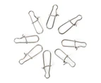 Fulllucky 100Pcs Stainless Steel Snap Hooks Fishing Barrel Swivel Safety Lure Connector-2#