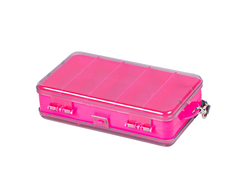 Fulllucky Double-sided Lure Box Large Capacity ABS Compartment Bait Box for Angling-Pink Red