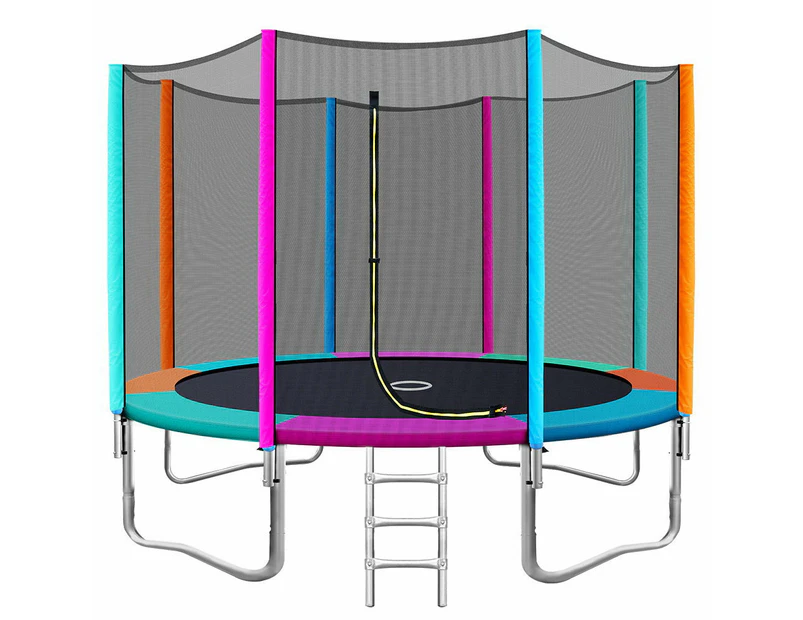 Kids Outdoor Round Trampoline with Enclosure Safety Net Pad 12FT - Multi Coloured