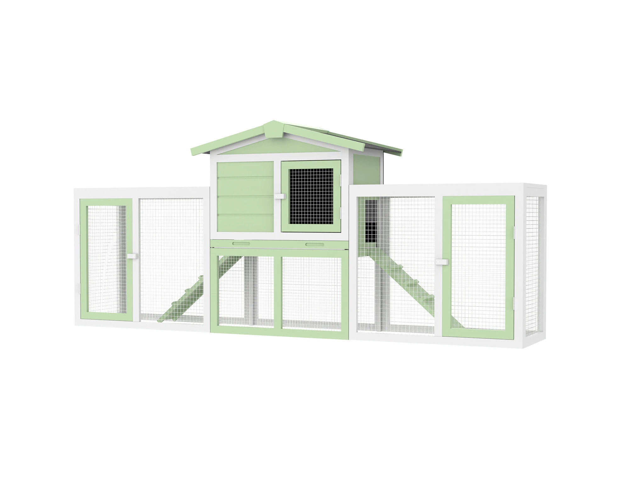 Oppsbuy Rabbit Hutch Chicken Coop Guinea Pig Cage 203x45x86cm-Green