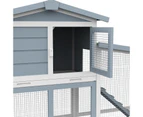 Oppsbuy Rabbit Hutch Chicken Coop Guinea Pig Cage 206x45x86cm-Grey