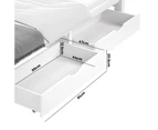 Oikiture 2x Bed Frame Storage Drawers Timber Trundle for Wooden Bed Frame Base White