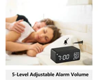 Wooden Digital Alarm Clock, 3 Alarms Led Display, Sound Control And Snooze Dual For Bedroom, Bedside, Office (Black)