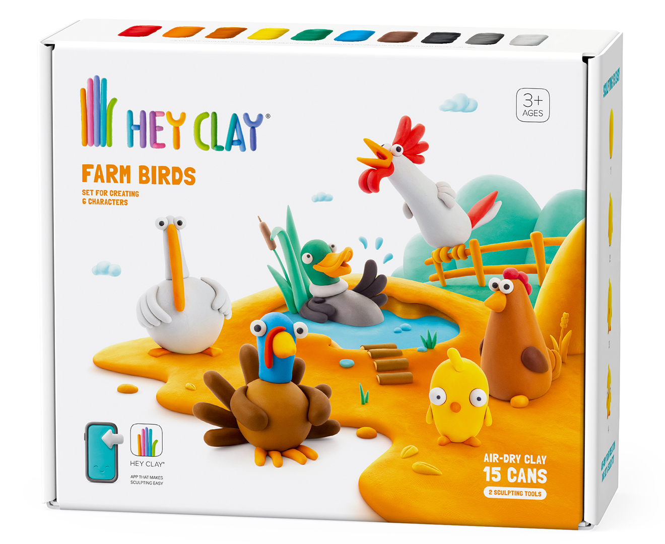 Hey Clay Forest Animals Set - Colourful Modeling Air Dry Clay for Kids - Air Dry Clay Kit 15 Cans and Sculpting Tools with Fun Interactive