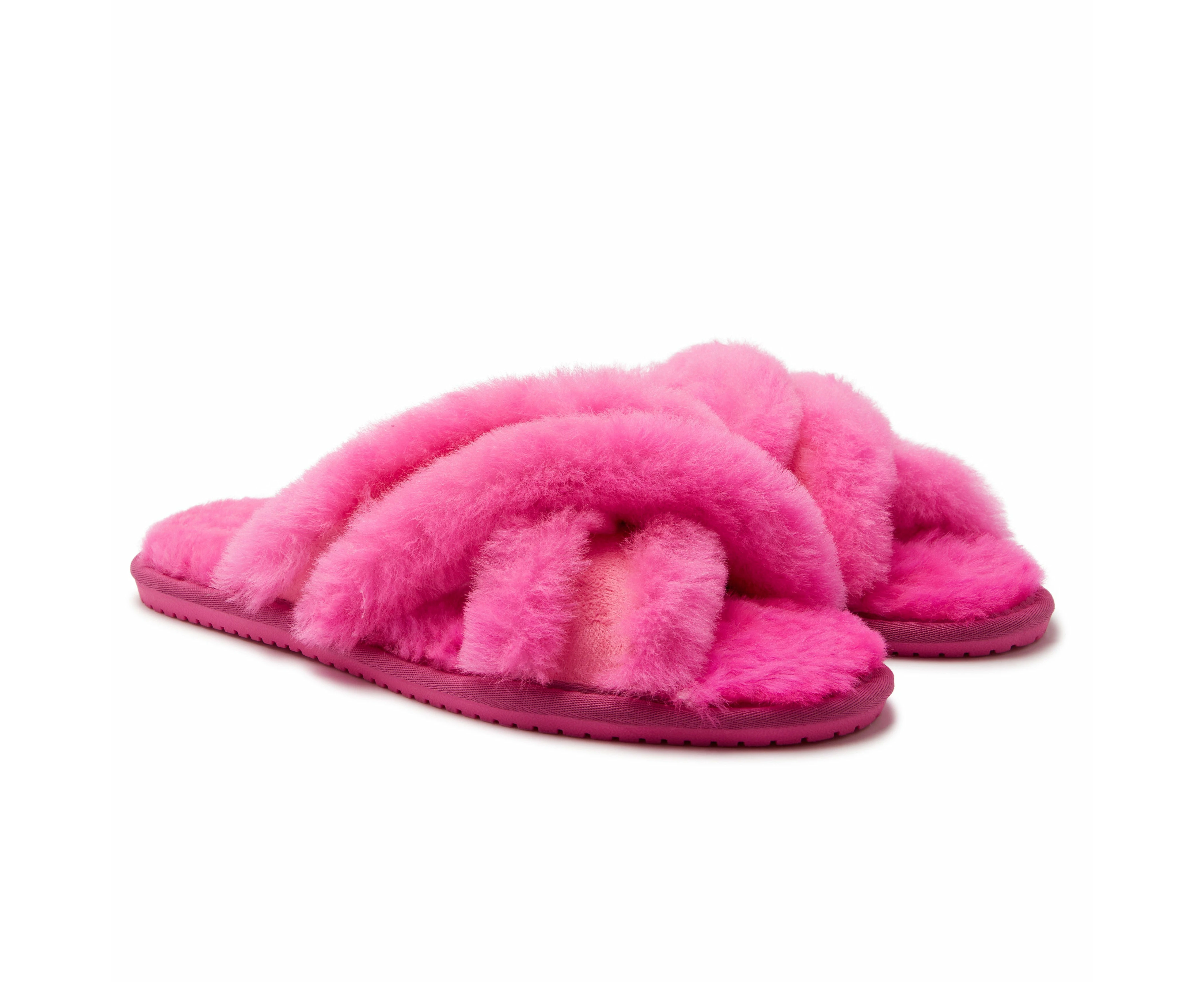 Original Ugg Australia Fluffy Double Cross Slides Pink