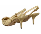 Dolce & Gabbana Gold Crystal Slingbacks Pumps Heels Shoes - EU37.5/US7