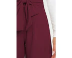 Women's Wide Long Legged Pants HIgh Waisted Work Pants Business Trousers Straight Suit Pants-Wine Red