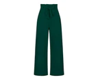 Women's Wide Long Legged Pants HIgh Waisted Work Pants Business Trousers Straight Suit Pants-Green