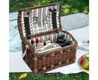 Alfresco 4 Person Wicker Picnic Basket Baskets Outdoor Insulated Gift Blanket