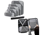 6Pcs Set Compression Packing Cubes Travel Accessories Expandable Packing Organizers - Grey