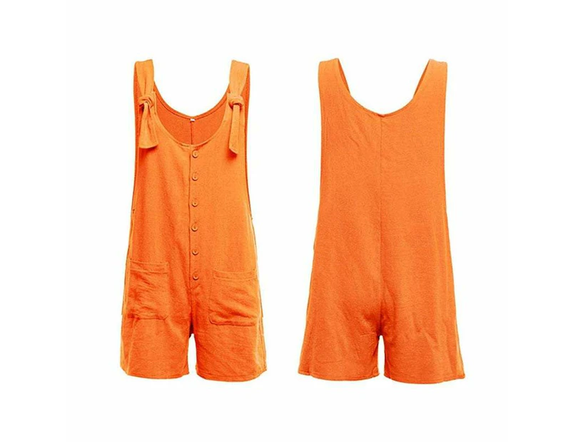 Women's Boho Clothing Casual Loose Jumpsuits Fashion Playsuit Tie Strap Pockets - Orange