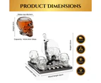 Don Vassie Skull Globe Decanter Set with 4 skull shot glasses+4 stainless steel skull stones