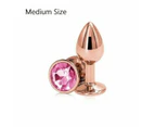 Rose Gold Metal Butt Plug Jewellery Rhinestone Anal Sex Toys - Pink