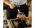 Don Vassie Skull Globe Decanter Set with 4 skull shot glasses+4 stainless steel skull stones