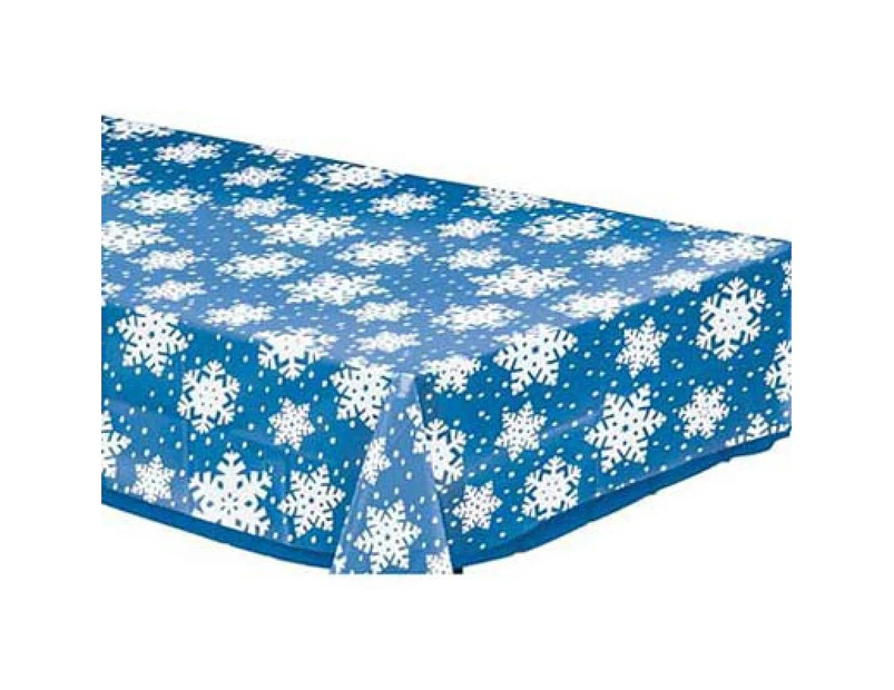 Christmas Snowflakes Clear Plastic Tablecover x1