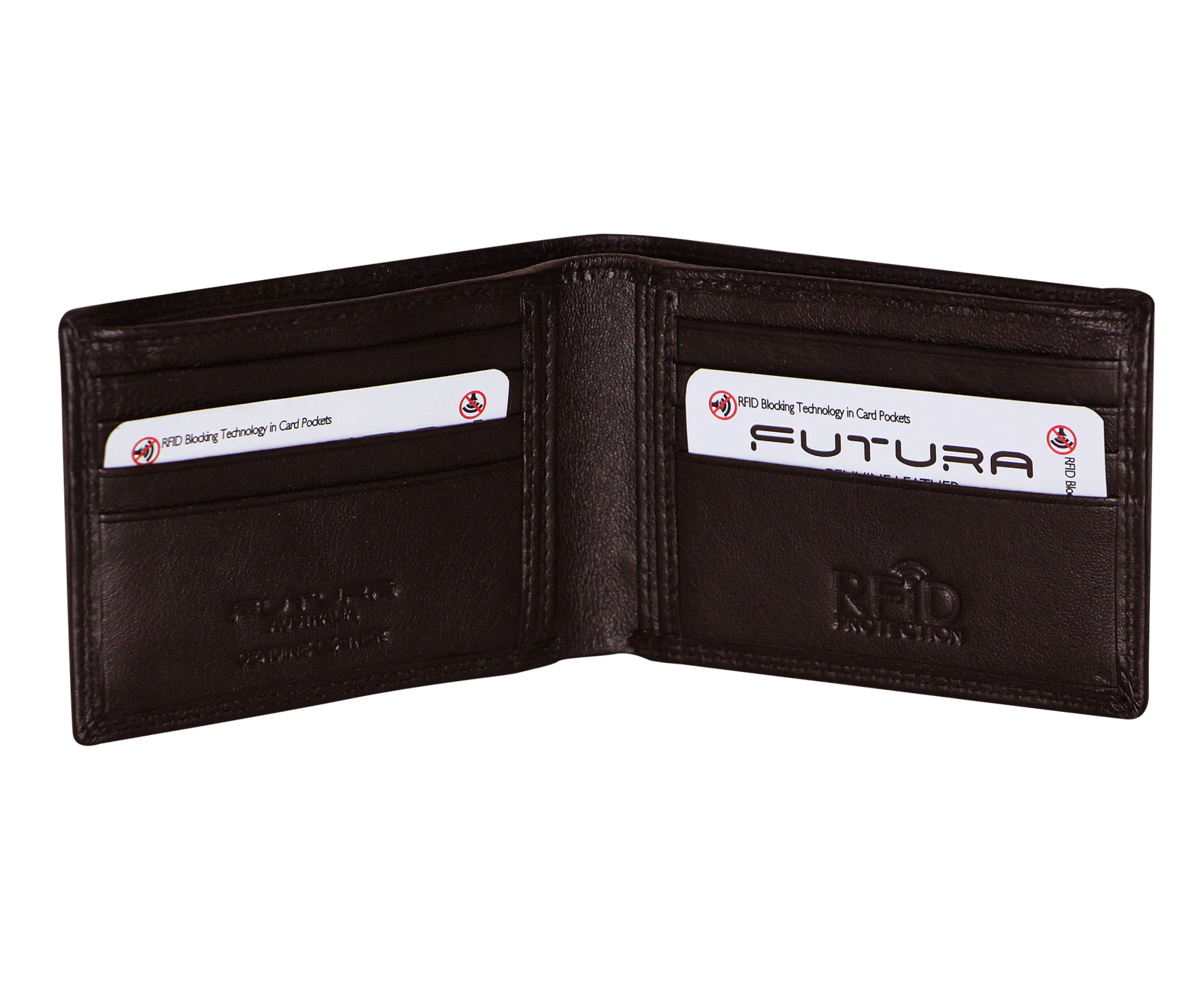 Futura Mens RFID Slim Leather Wallet - Brown