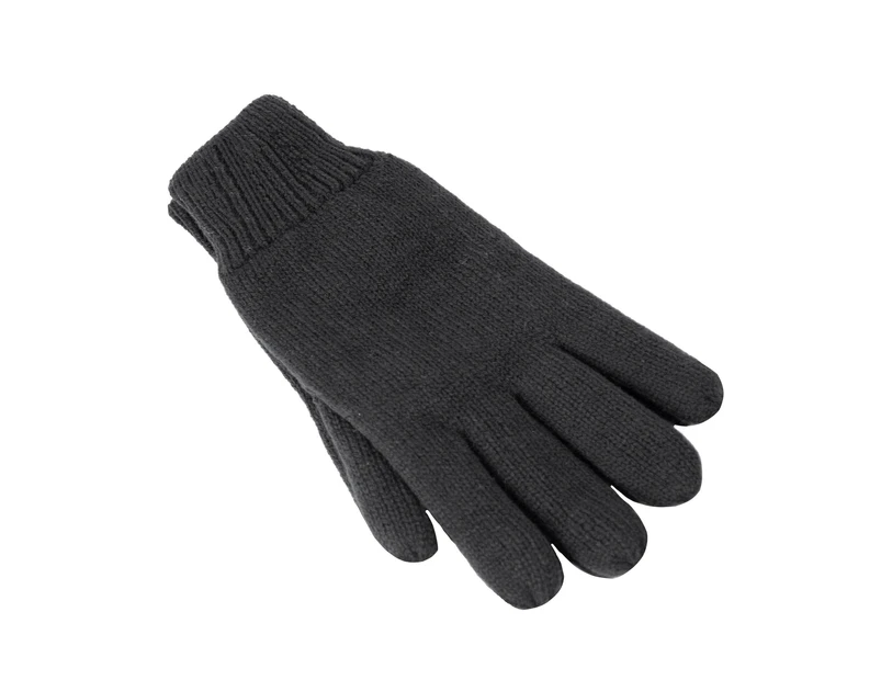 DENTS 3M THINSULATE Gloves Snow Ski Knitted Polar Fleece Thermal Plain Winter - Black