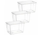 3x 37 Litre Modular Clear Foldable Storage Box with Lid Plastic Tub Collapsible