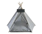 Portable Linen Dog Teepee Bed - White