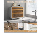 Giantex 3 Chest of Drawers Rattan Tallboy Dresser Storage Cabinet Wood Sideboard Home Bedroom