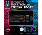 SAS Gaming SG600 Desk/Mouse Pad Large L RGB LED 7 Colours Anti-Slip 60 x 35cm - Black