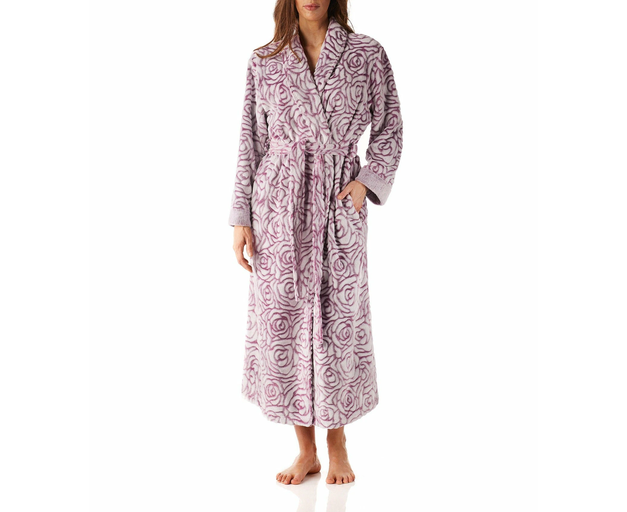 Magnolia Lounge Raspberry Shawl Collar Fleece Dressing Gown