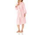 Magnolia Lounge Pink Shawl Collar Fleece Dressing Gown with Piping