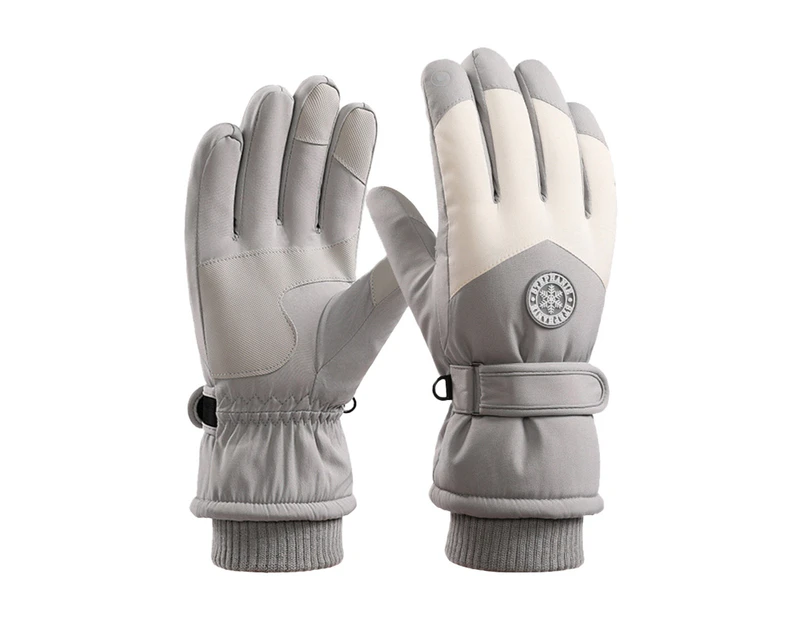 Warm Plush Touch Screen Winter Ski Gloves Snow Gloves Riding Gloves-Gray