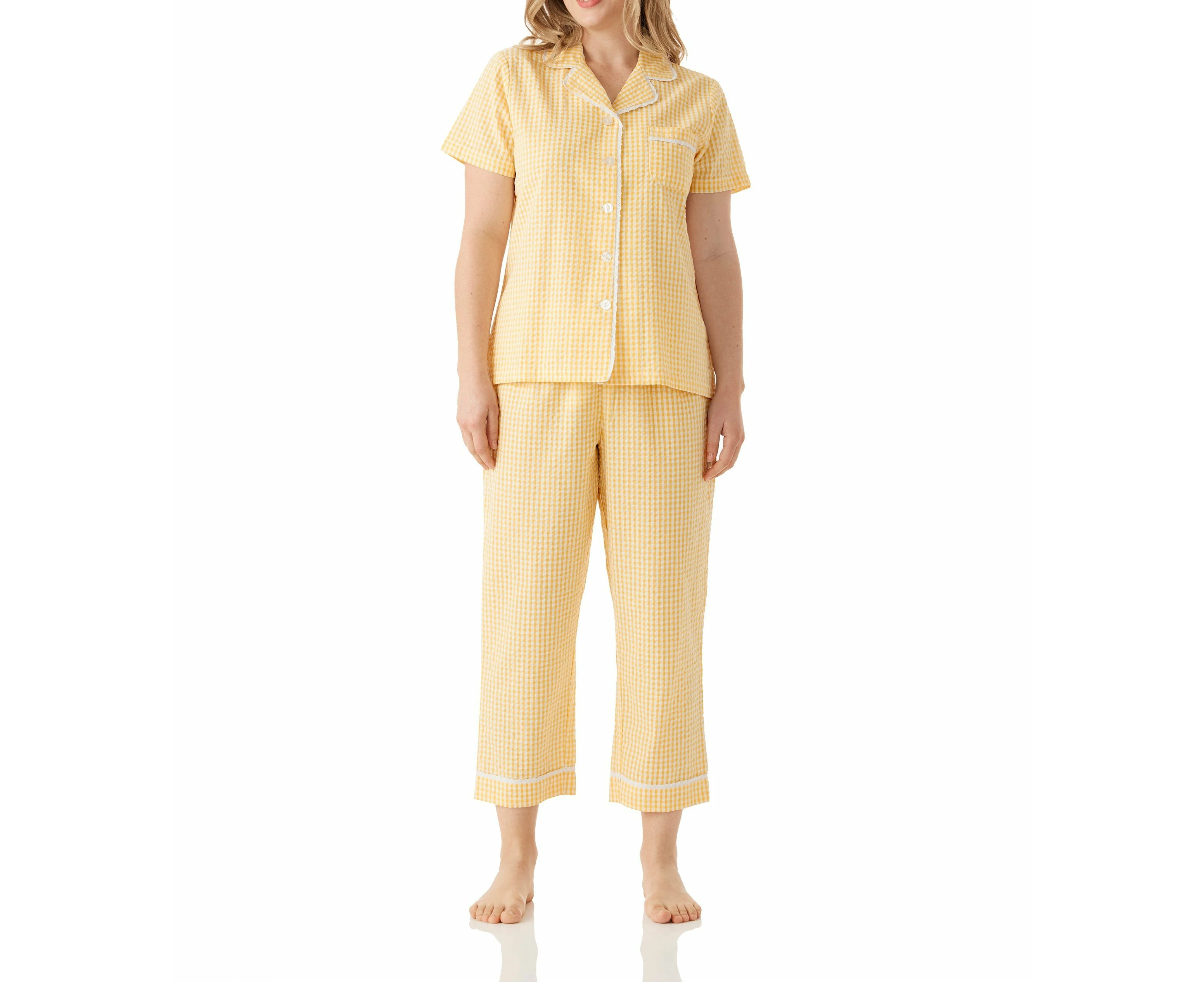 Magnolia Lounge Yellow Summer Country Pyjama Set with 7/8 Pant